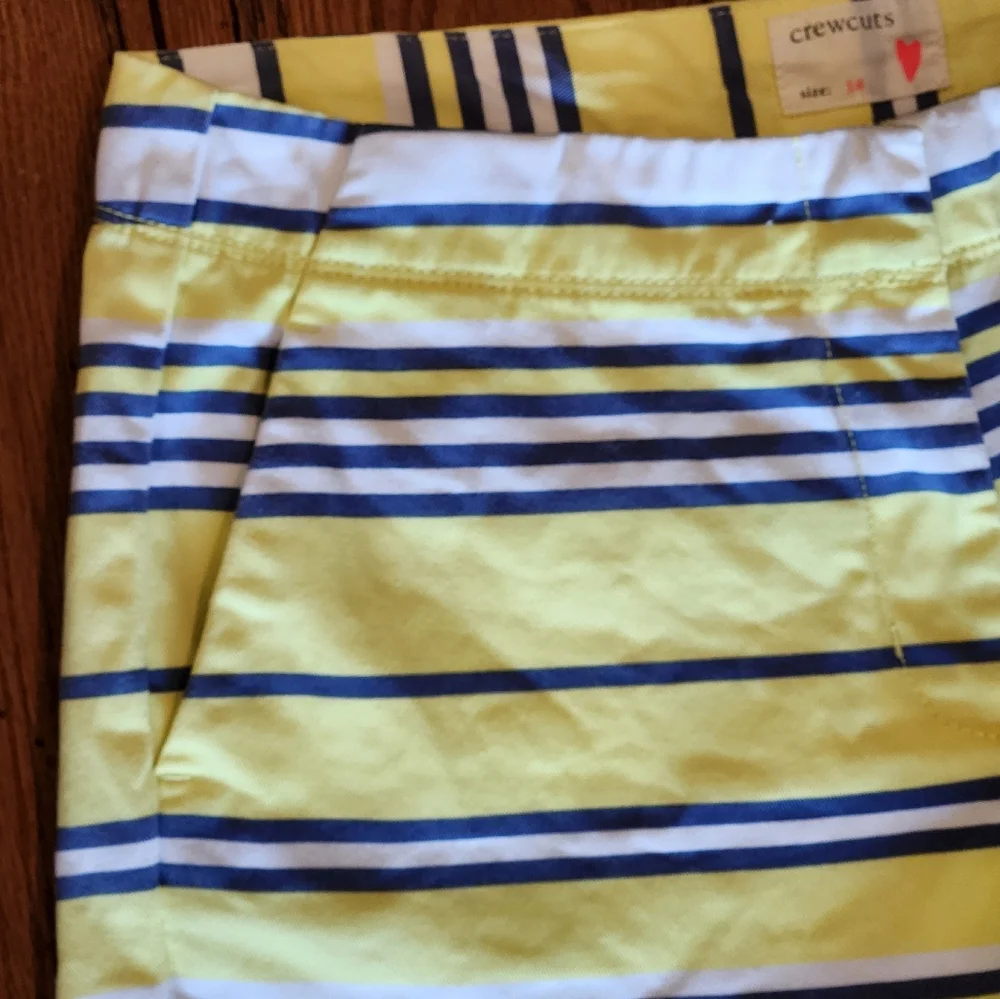 Crewcuts striped chino shorts Size 14 Colors citron navy and white